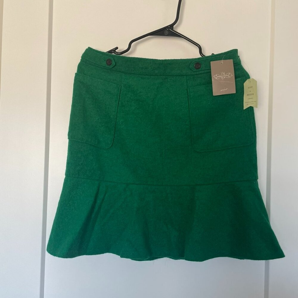 NWT - Maeve Green Wool Blend Ruffle Hem Skirt – Size 8